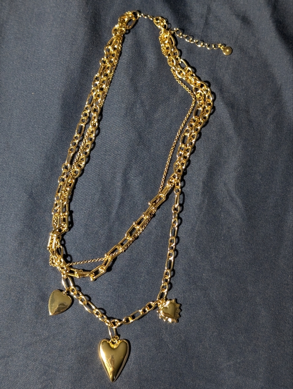Layered Gold Heart Pendant Necklace for Women